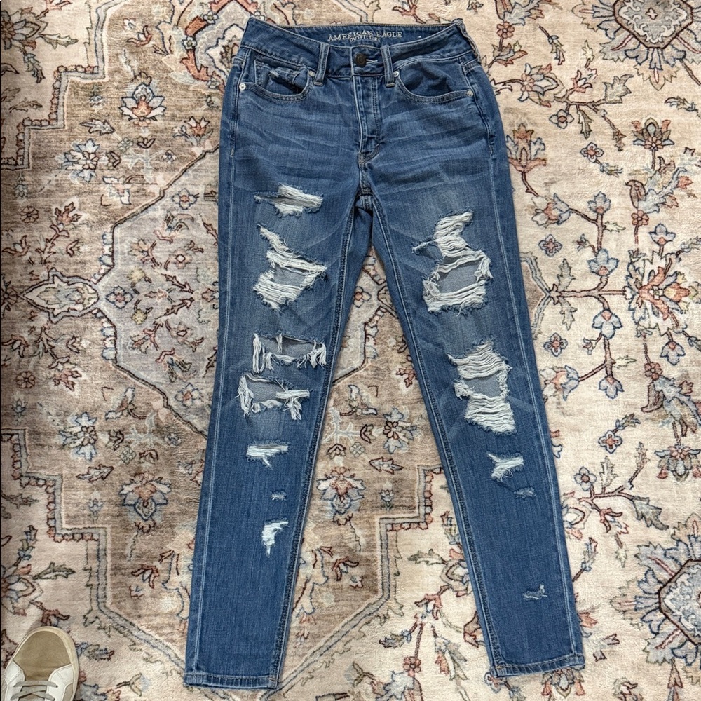 American Eagle Outfitters Ripped Blue Skinny Jeans